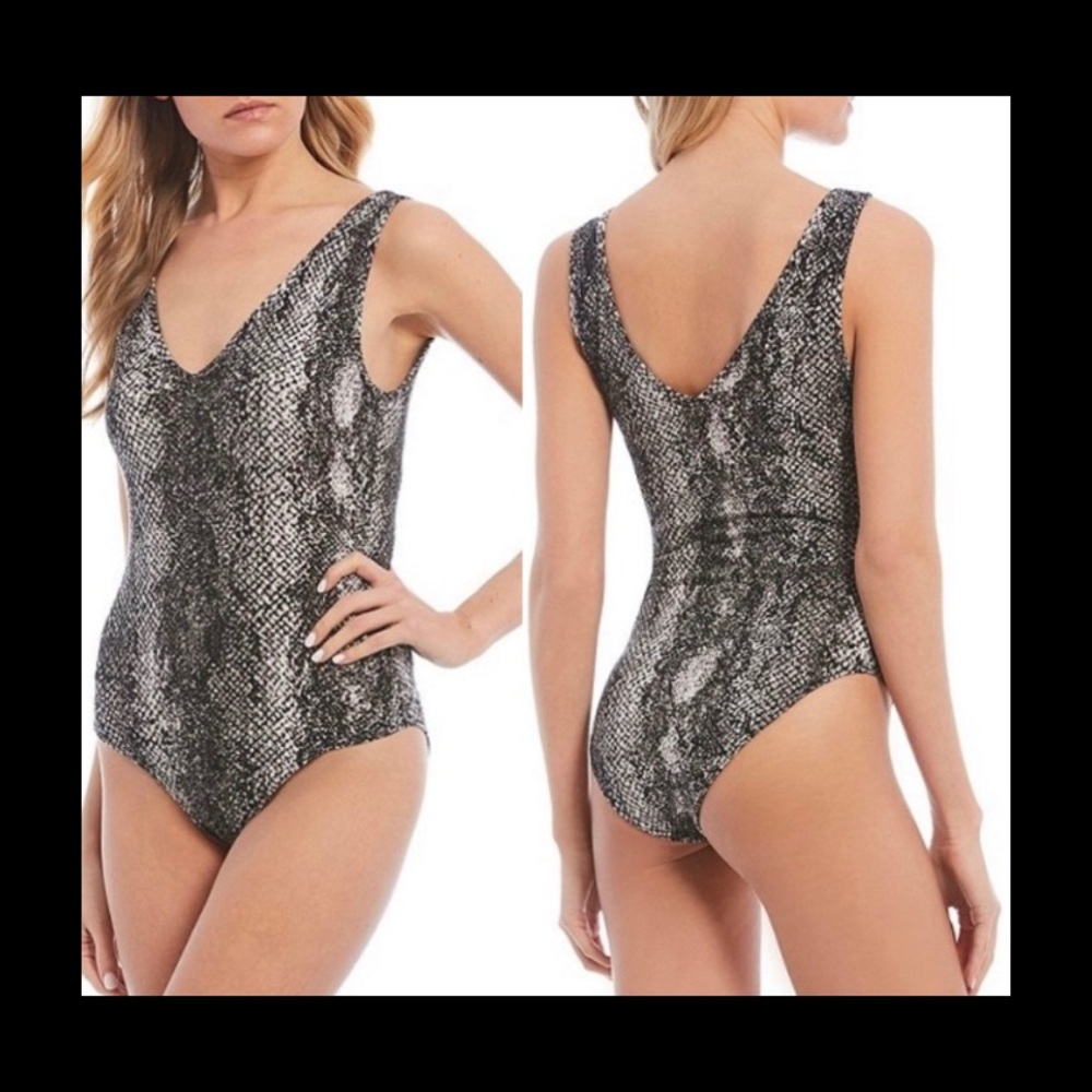 GB Double-V Snake Print Bodysuit